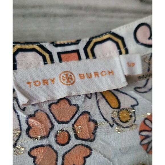 Tory Burch Adrian Metallic Hicks Garden Print Tunic Size Small - Picture 4 of 5